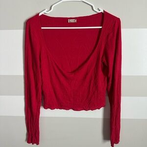 Free People Red Long Sleeve Shirt